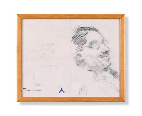 SIR OSWALD BIRLEY (BRITISH 1880-1952)  PORTRAIT OF ARTHUR GIBBS  Pencil on 62 St. James's Street writing paper Signed with in