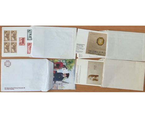 14 National Postal Museum Cards Featuring Early Stamps, Including The Two Penny Blue, Specimen Two Penny Black, One of Three 