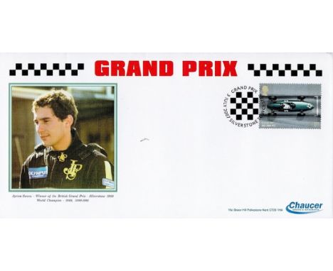 Trade lot 20 Grand Prix FDCs with Ayrton Senna illustration and Graham Hill stamp with Chaucer official Silverstone FDI postm