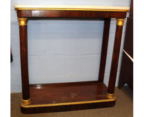 19th century rosewood and parcel gilded console table with marble top, 91cm wide