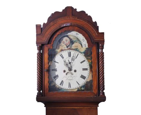 Jones &amp; Taylor, Newport - early 19th century mahogany longcase clock, the arched dial with moon roller with calibrated da