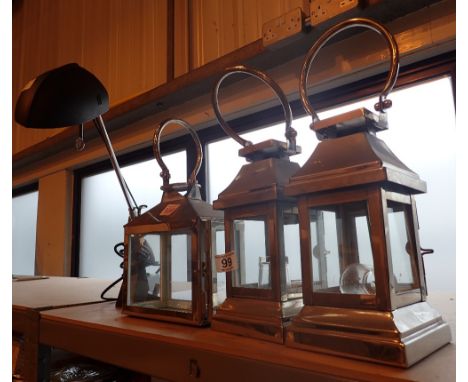 Stainless steel candle lanterns and anglepoise lamp 