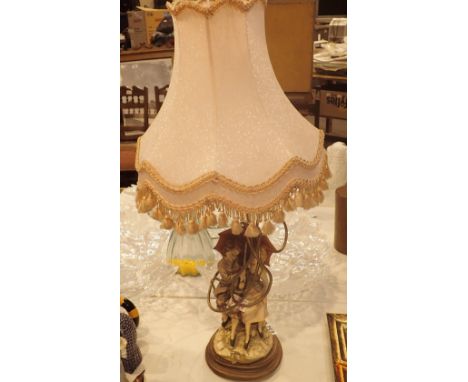 Capodimonte based table lamp with pink shade