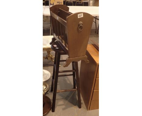 Tall wooden stool and magazine rack 