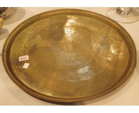 Large brass decorative tray, D: 57 cm 