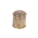 A late Victorian silver cylindrical dressing table box and cover, by The Goldsmiths and Silversmiths