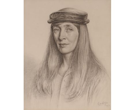 Cor Visser 1903-1982, portrait study of Anthea, signed black chalk and pencil, dated 1977, 46cm x 37cm; and another similar d