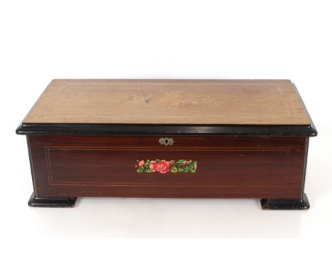 A rosewood cased and inlaid Swiss music box,&nbsp;playing ten airs, 60cm wide x 29cm deep x 19cm high&nbsp;