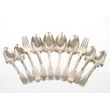 A set of four William IV silver dessert spoons, Old English pattern monogrammed, London 1836; a pair