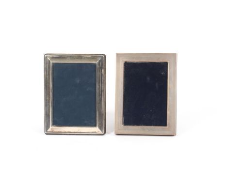 Two silver mounted rectangular easel photograph frames