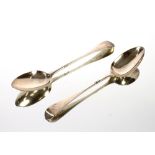 A pair of George III Old English pattern tablespoons, London 1791, monogrammed, 136gms