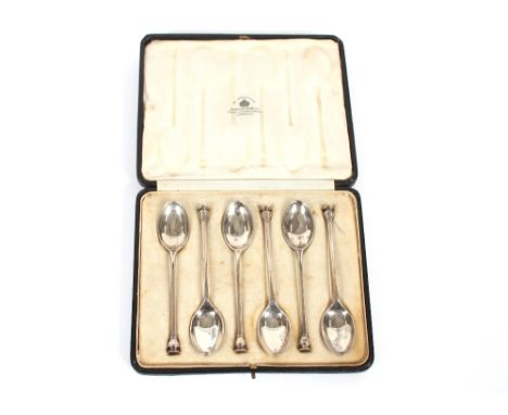A cased set of six silver seal end teaspoons, by Mappin &amp; Webb, Birmingham 1920, 93.1gms