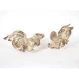 Two Continental white metal studies of fighting cocks, stamped Esterlina 925 Camusso, the largest