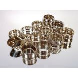 A collection of twelve various silver napkin rings, 181gms