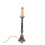 A plated Corinthian column lamp base, with candlestick style top, 66cm high overall