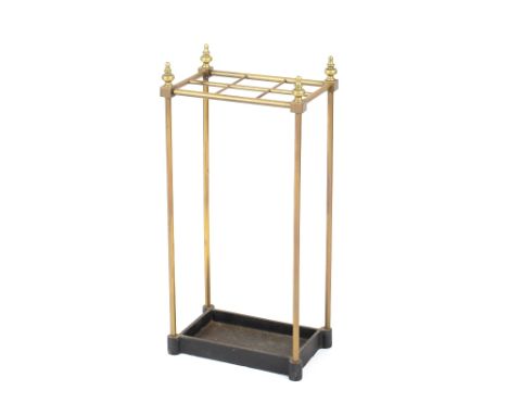 A Victorian brass six division stick stand, 31cm wide x 65cm high&nbsp;