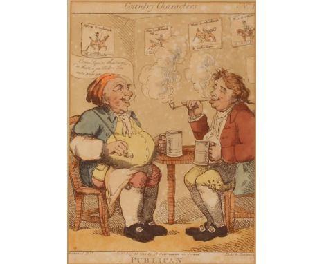 Rowlandson, coloured caricature 'Country Characters, Publican', plate 24cm x 17cm