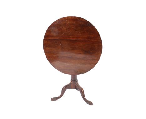 A 19th Century mahogany snap top occasional table,&nbsp;the circular top raised on gun barrel column and tripod base