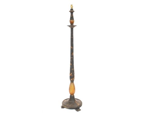 A mid-20th Century chinoiserie decorated standard lamp,&nbsp;having turned and fluted column raised on a circular base; and a