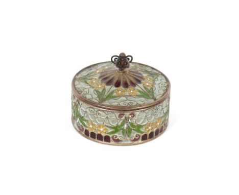 A G. Hellstrom &amp; Co. circular silver and enamel box,&nbsp;5cm dia.&nbsp;