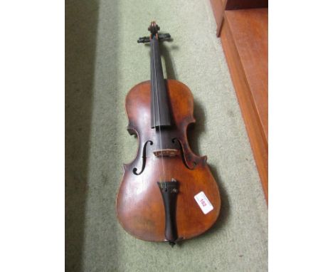 VIOLIN WITH INDISTINCT PAPER LABEL WITHIN 'ANTONIUS STRADIVARIUS...'