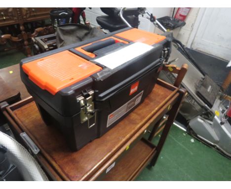 PLASTIC TOOLBOX, SPANNERS AND SOCKETS