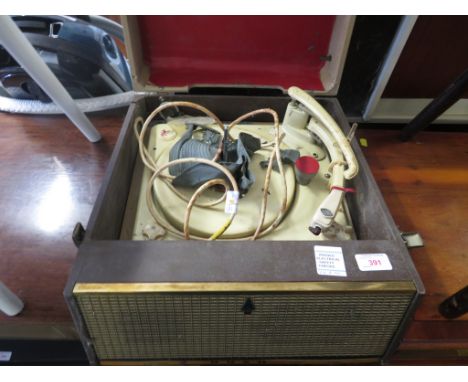 VINTAGE BUSH PORTABLE RECORD PLAYER (NEEDS A PLUG)