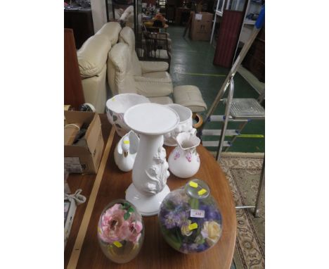 CERAMIC POT STAND, FLORAL CERAMIC PLANTERS AND FAUX FLOWER DECORATIONS