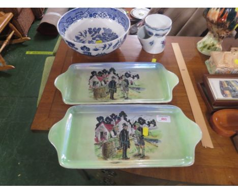 TWO GRIMWADES SCOTCH CHARACTER TRAYS, BOWL AND SHAVING MUG