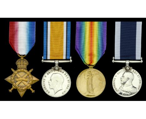 Four: Stoker Petty Officer T. W. Franklin, Royal Navy, who served in H.M.S. Blanche at the Battle of Jutland  1914-15 Star (K