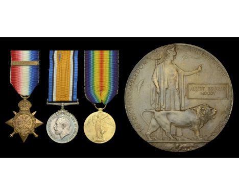 Three: Private A. E. Moody, 1st Battalion, Norfolk Regiment, who was killed in action in the attack on the Chivy Spur, during