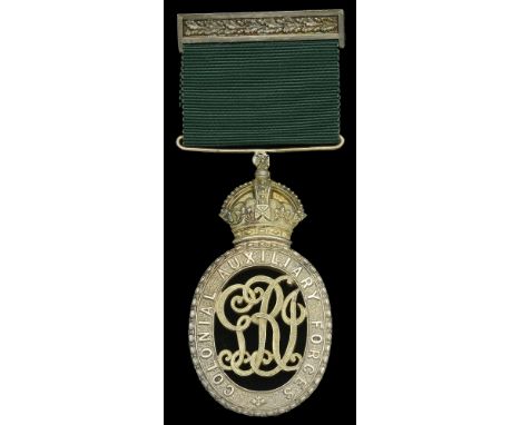 Colonial Auxiliary Forces Officers’ Decoration, G.V.R., silver and silver-gilt, hallmarks for Birmingham 1913, reverse offici