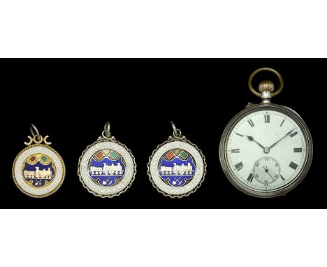 National Union of Railwaymen Badge (3), the first gold (9ct, 11.11g) and enamel, the reverse engraved ‘Present to Bro. C. Tur