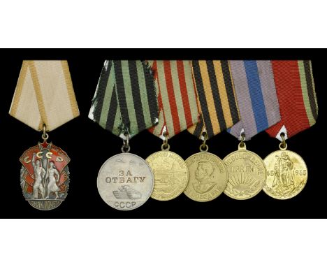 Union of Soviet Socialist Republics, Order of the Badge of Honour, 4th type, silver, silver-gilt, and enamel, reverse officia