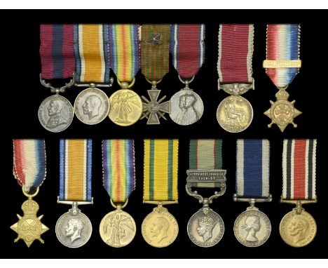 An unattributed Great War D.C.M. group of five miniature dress medals Distinguished Conduct Medal, G.V.R.; British War and Vi