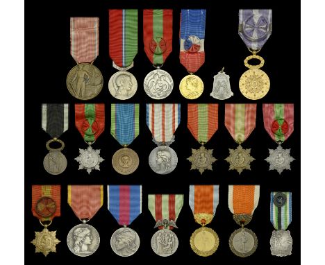 France, Republic, Medal for Voluntary Military Service, silver; Medal of Gratitude to Belgium for the Defence of Liege 1914, 