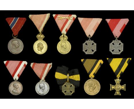 Austria, Empire, Bravery Medal (2), ‘Der Tapferkeit’, Franz Joseph, bronze; ‘Fortitudini’, Karl, silver, 31mm; Army Cross 181