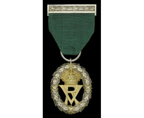 Volunteer Officers’ Decoration, V.R. cypher, silver and silver-gilt, hallmarks for London 1892, complete with integral top su