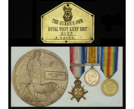 Three: Private J. E. Baker, 1st Battalion, Queen’s Own (Royal West Kent Regiment), who was killed in action during his battal