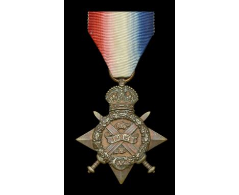The 1914 Star awarded to Private J. Burke, 1st Battalion, Irish Guards, who was captured at Ypres on 12 November 1914  1914 S
