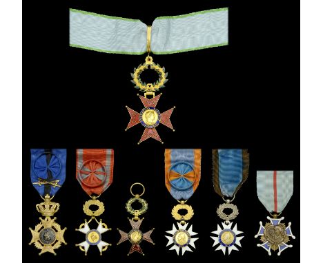 Belgium, Kingdom, Order of Leopold II, Officer’s breast badge, 64mm including crown suspension x 40mm, gilt and enamel, bilin
