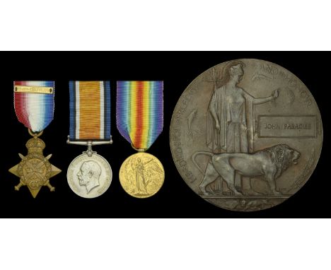 Three: Private J. Paradise, 1st Battalion, Loyal North Lancashire Regiment, who was killed in the attack at Troyon, during th