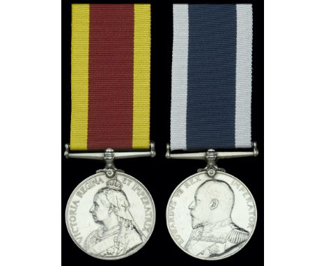 Pair: Chief Petty Officer H. W. Hawksbee, Royal Navy  China 1900, no clasp (H. W. Hawksbee. P.O. 2 Cl., H.M.S. Wallaroo.) rat