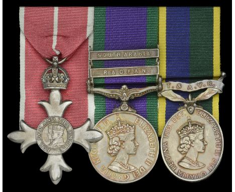 A post-war M.B.E. group of three awarded to Warrant Officer J. J. Rudd, 3rd Regiment Royal Horse Artillery, later 203 (Elswic