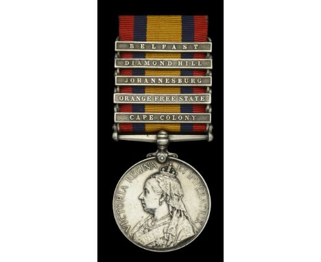 Queen’s South Africa 1899-1902, 5 clasps, Cape Colony, Orange Free State, Johannesburg, Diamond Hill, Belfast (4283 L. Corpl: