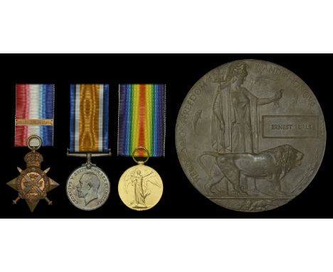 Three: Private E. Burls, 2nd Battalion, Essex Regiment, who was killed in action at the Battle of Le Cateau on 26 August 1914