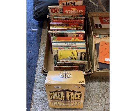 VARIOUS VINTAGE ALBUM BOOKS AND A POKER FACE GAME 