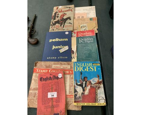 VARIOUS VINTAGE BOOKS, STAMPS ETC 