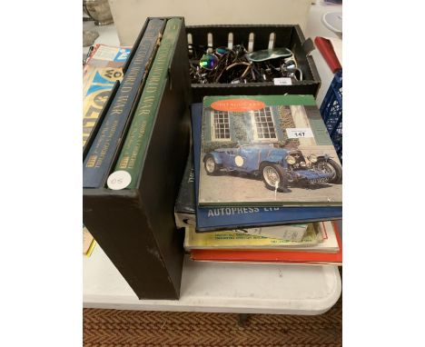 A RARE BOXED SET OF THE SECOND WORLD WAR BOOKS WINSTON CHURCHIL AND AUTOMOBILE AND MOTORCYCLE BOOKS 
