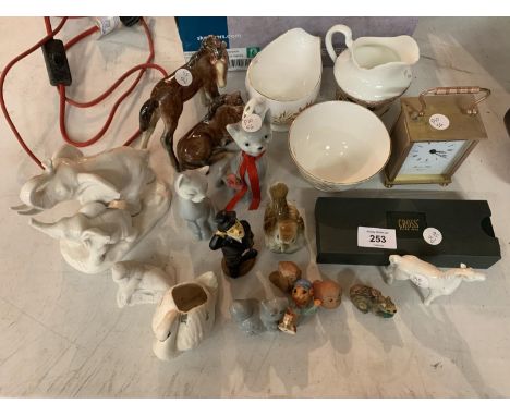 VARIOUS ITEMS TO INCLUDE CERAMICS, ROYAL BELVEDERE VIENNA HORSE, CARRIAGE CLOCK, BOXED PEN ETC 